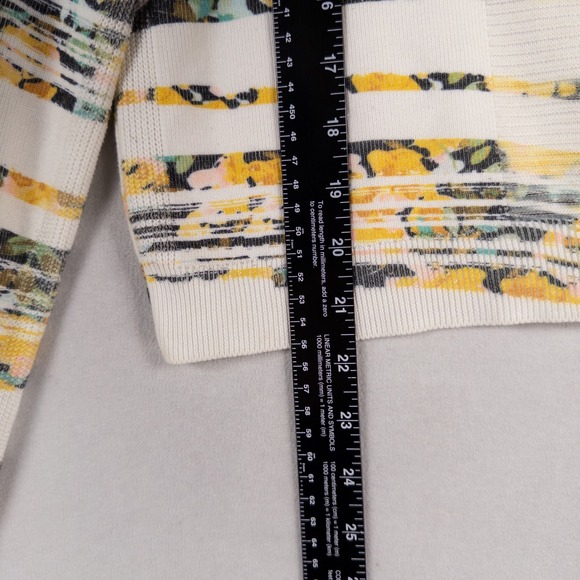 Moth Anthropologie Cardigan Sweater Womens Sz Large Multicolor Floral Stripe Zip - Picture 9 of 11